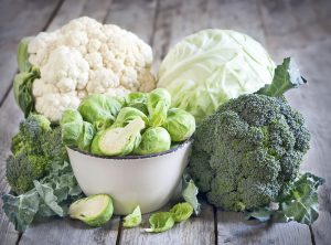 Colour Your Plate article for Findyello image shows a collection of green vegetables such as cauliflower, broccoli, cabbage and brussell sprouts.