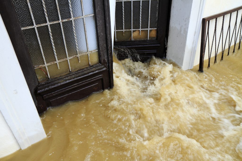 Findyello article on flooding tips in Guyana photo shows dirty water pouring out of house