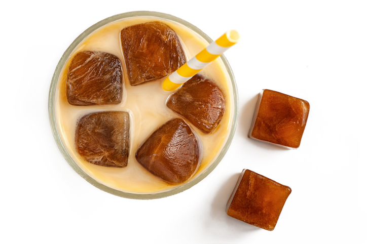 Coffee ice cubes won't dilute your coffee drink. 