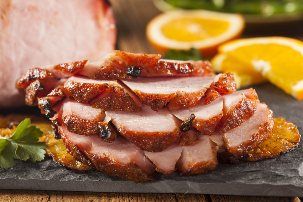 Findyello article on Caribbean Christmas recipes with image of ham slices.
