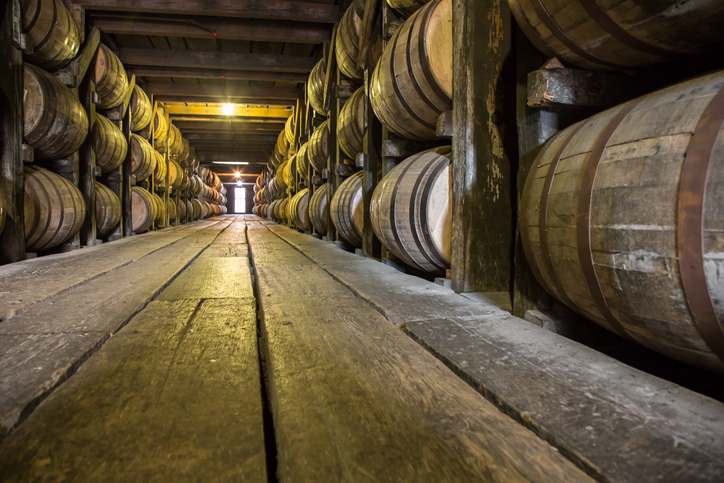 Barrels of rum aging. 