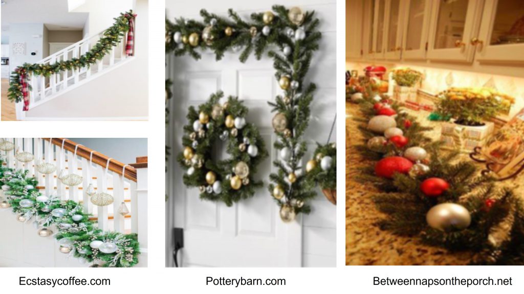 Findyello article giving tips choosing Christmas decorations with image showing decorated Christmas garlands.