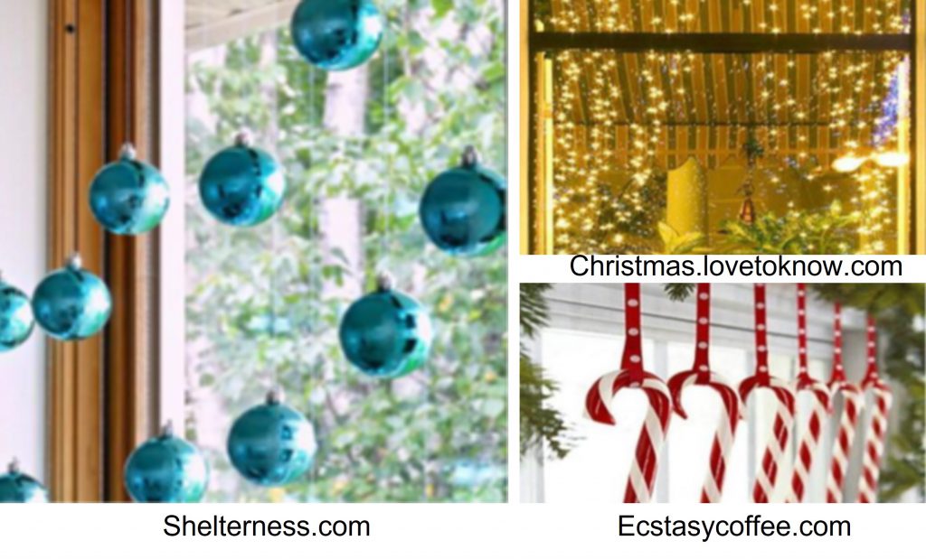 Findyello article giving tips choosing Christmas decorations with image showing strung candy canes and Christmas lights.