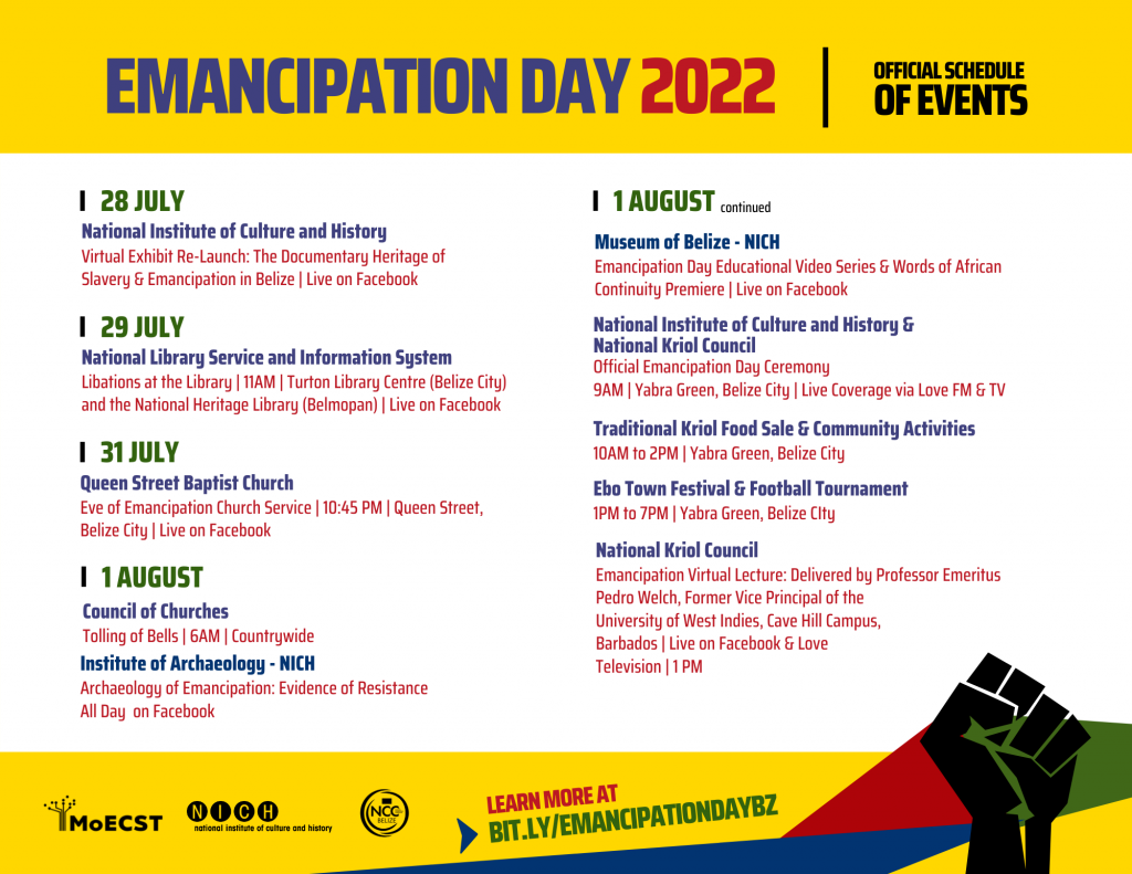 Belize Emancipation Day 2022 Official Schedule of Activities 