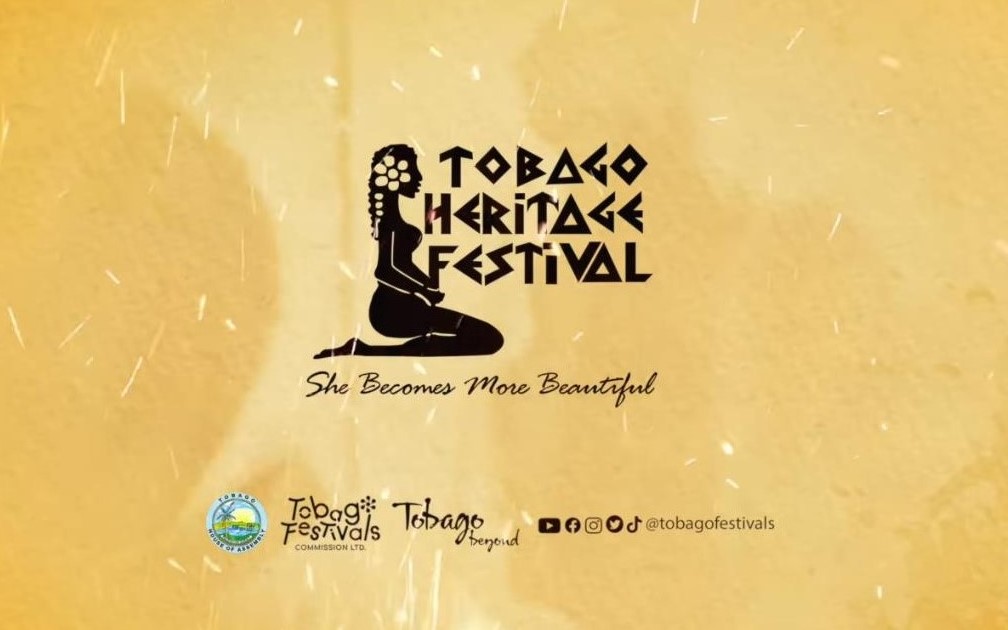 Findyello article on Tobago Heritage Festival 2022 poster shows a silhouette of kneeling woman.