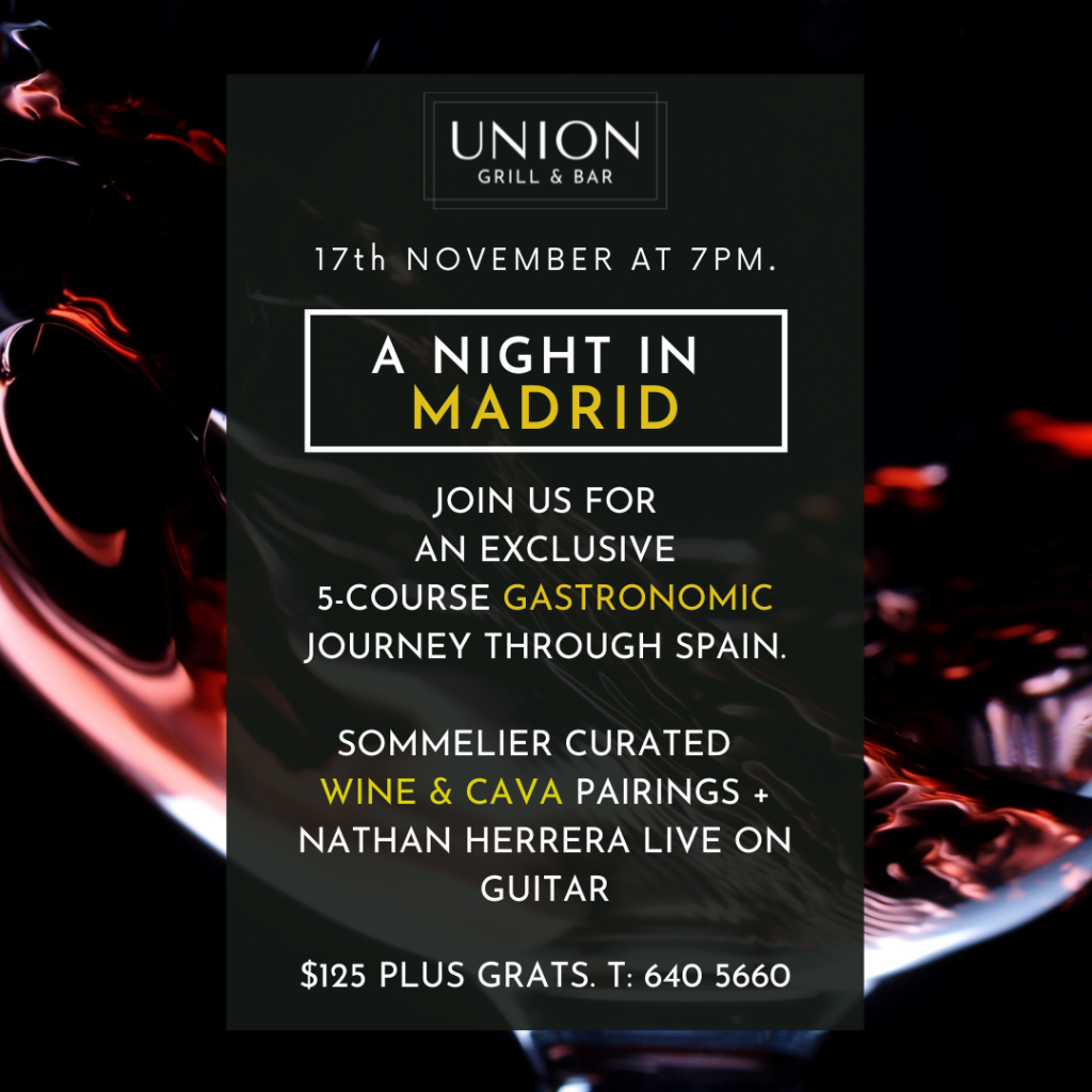 A Night Madrid at Union Grill and Bar culinary event flyer