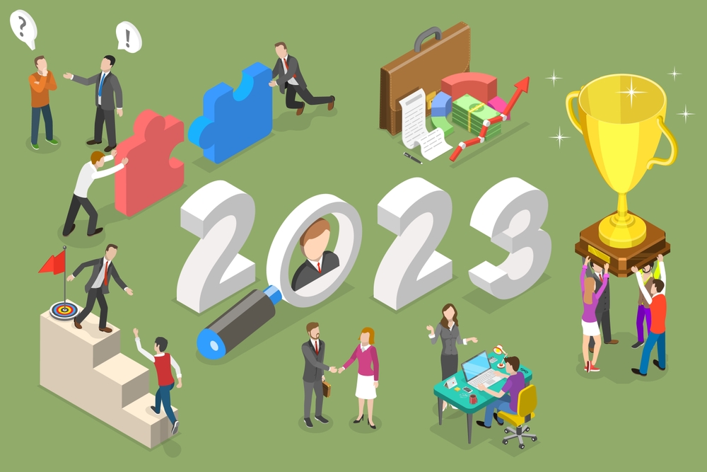 Vector graphic concept representing HR trends for 2023 